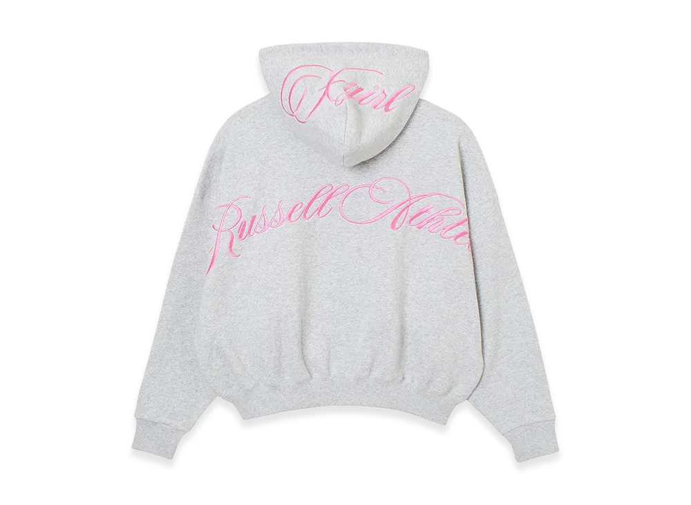 X-Girl Women's x Russell Script Logo Zip Up Sweat Hoodie "Ash"