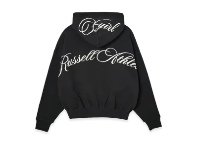X-Girl Women's x Russell Script Logo Zip Up Sweat Hoodie "Black"