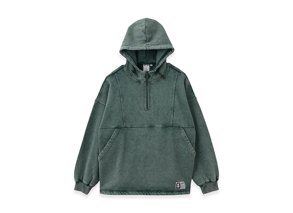 X-Girl Women's Faded Face Label Anorak Sweat Hoodie "Green"