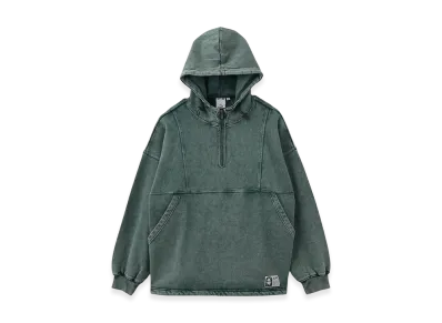 X-Girl Women's Faded Face Label Anorak Sweat Hoodie "Green"