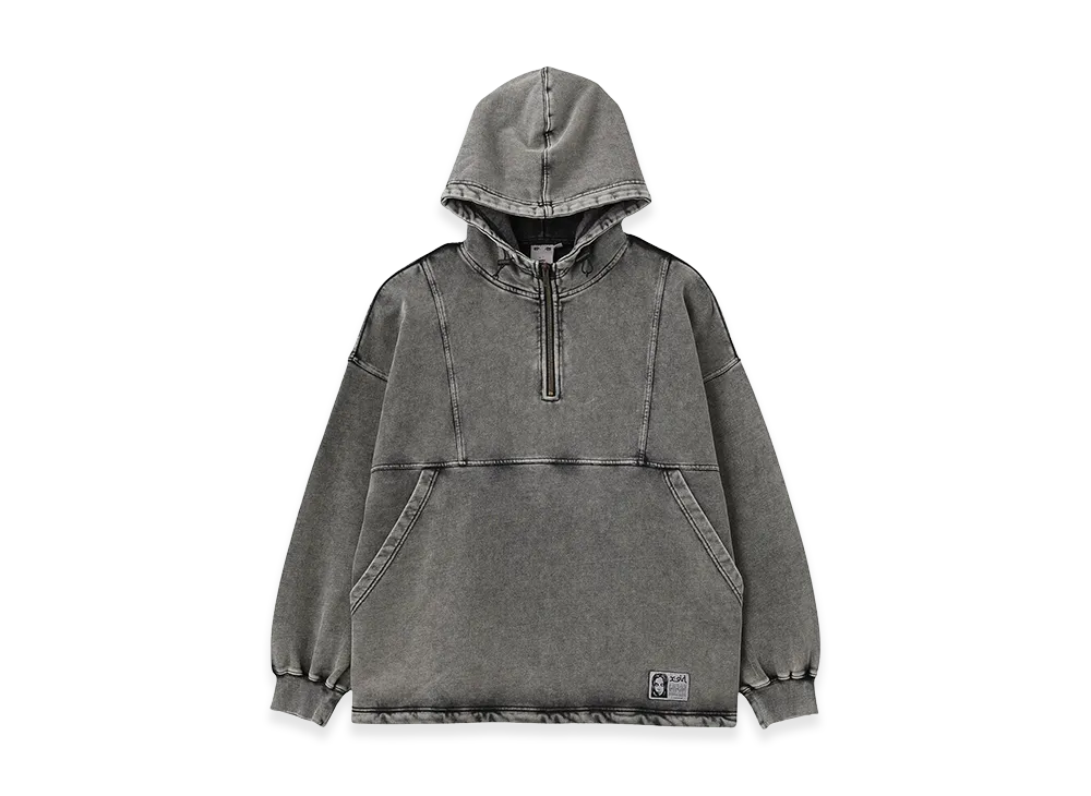 X-Girl Women's Faded Face Label Anorak Sweat Hoodie "Black"