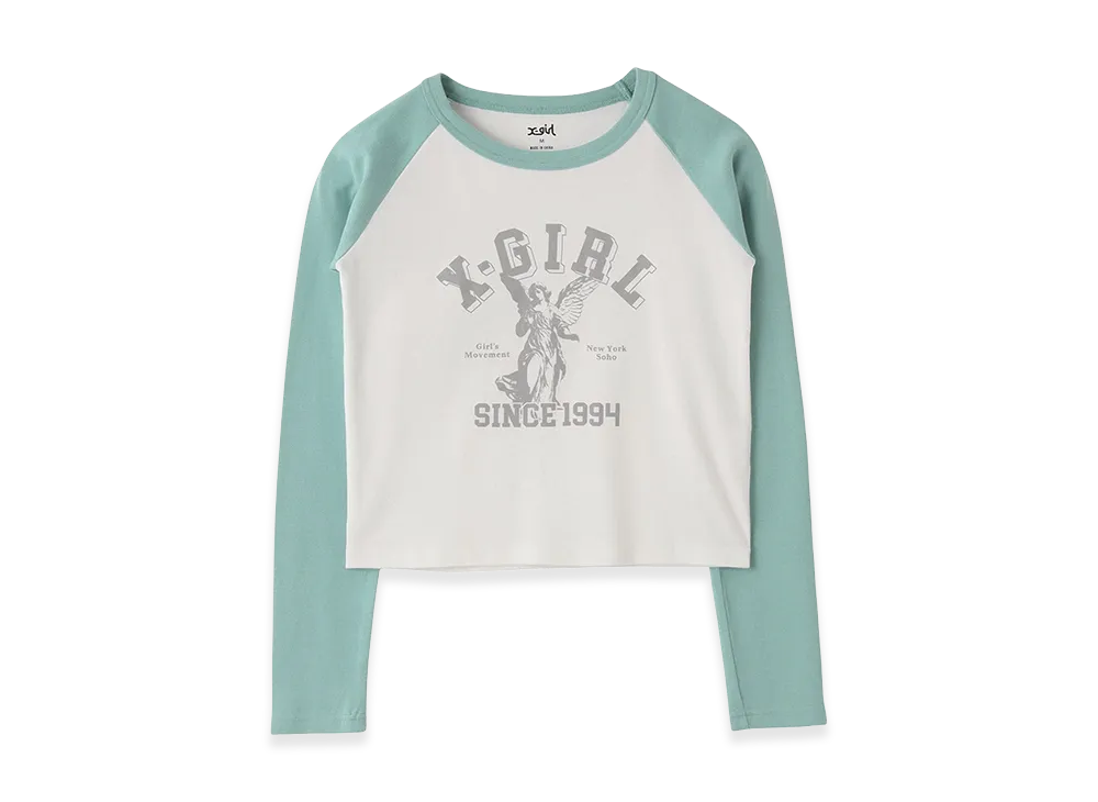 X-Girl Women's Angel And Logo Raglan L/S Baby Tee "White"