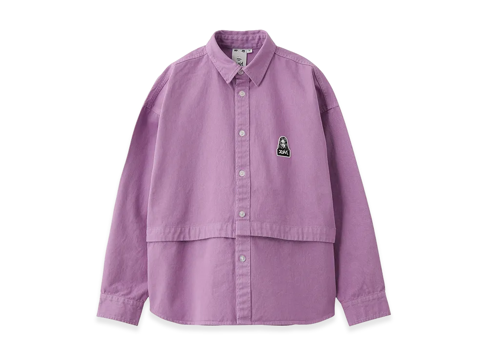 X-Girl Women's Face Patch 2Way Length L/S Shirt "Light Pink"
