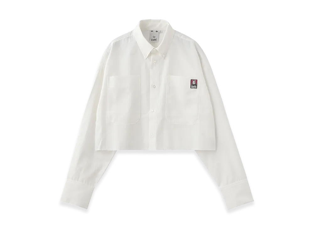 X-Girl Women's Face Cropped L/S Shirt "White"