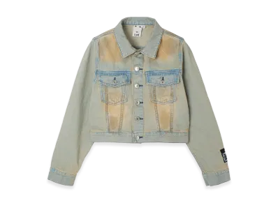 X-Girl Women's Faded Face Label Compact Denim Jacket "Light Indigo"