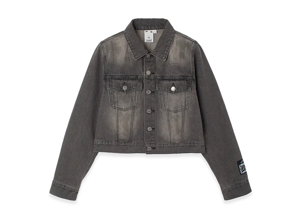 X-Girl Women's Faded Face Label Compact Denim Jacket "Black"
