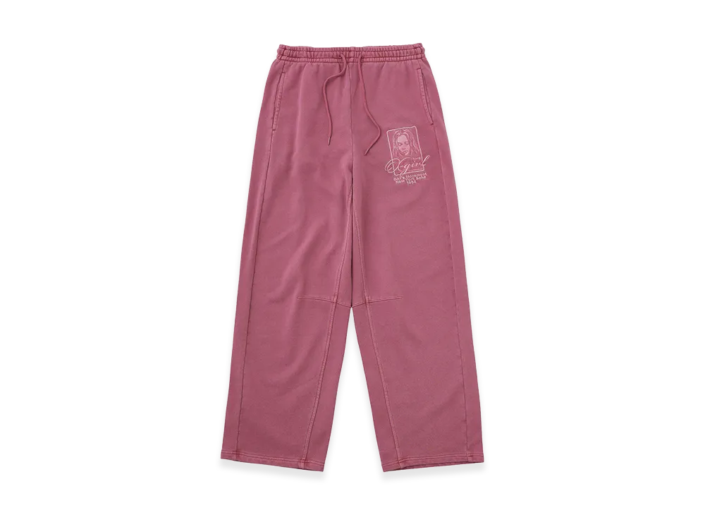 X-Girl Women's Pigment Dyed Face And Logo Square Patch Sweatpants "Pink"