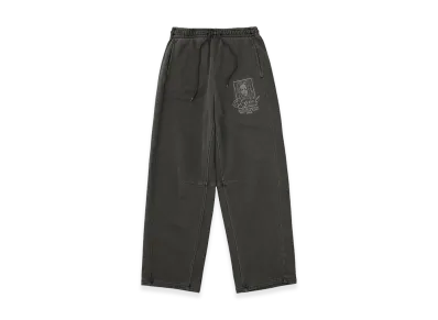X-Girl Women's Pigment Dyed Face And Logo Square Patch Sweatpants "Black"