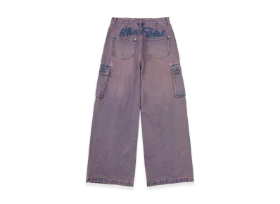 X-Girl Women's Cursive Logo Denim Cargo Pants "Pink"
