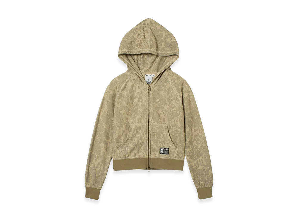 X-Girl Women's Leopard Compact Zip Up Hoodie "Beige"