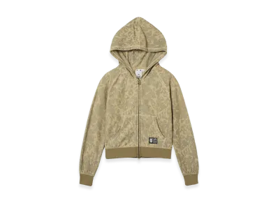 X-Girl Women's Leopard Compact Zip Up Hoodie "Beige"