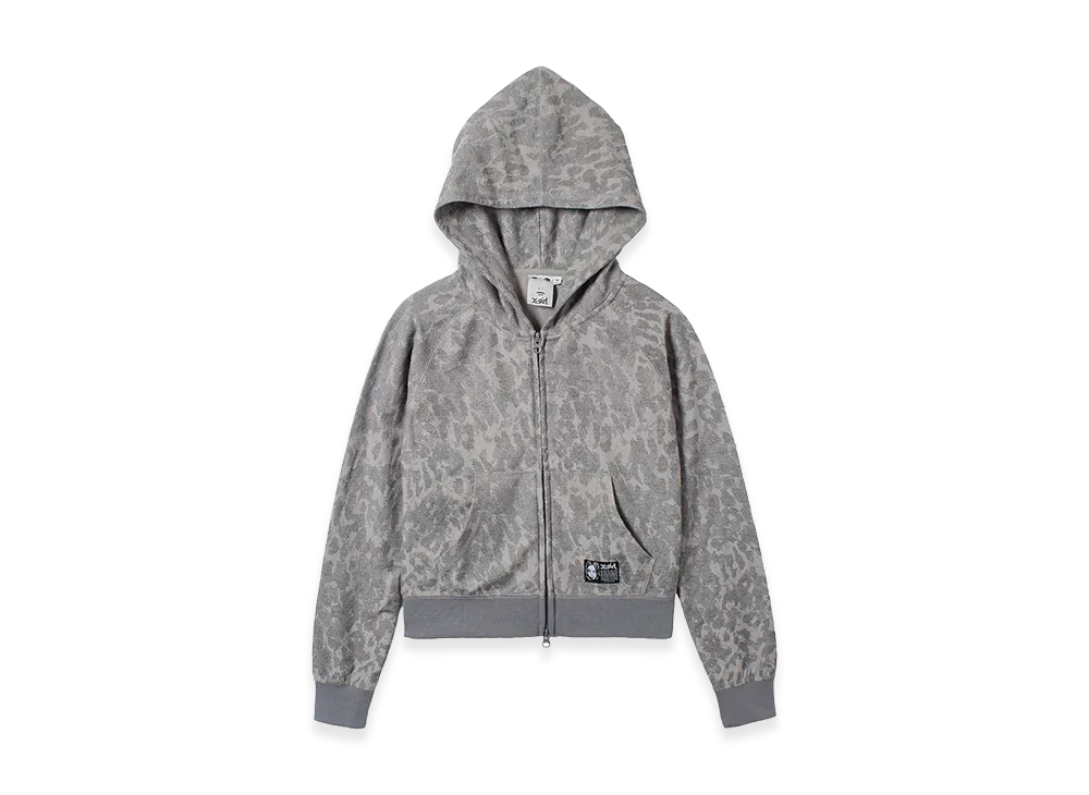 X-Girl Women's Leopard Compact Zip Up Hoodie "Grey"