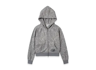 X-Girl Women's Leopard Compact Zip Up Hoodie "Grey"