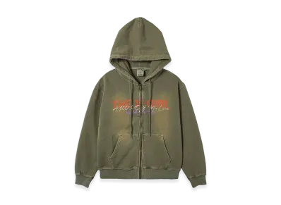 X-Girl Women's Faded Logo Print Zip Up Sweat Hoodie "Olive"