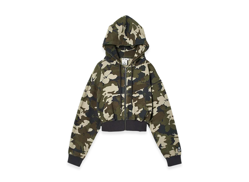 X-Girl Women's Hibiscus Camouflage Zip Up Sweat Hoodie "Camo"