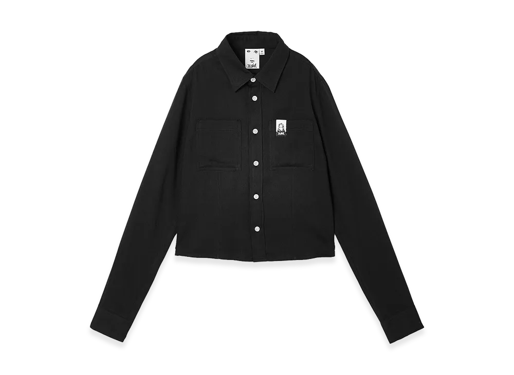 X-Girl Women's Face Label L/S Compact Shirt "Black"