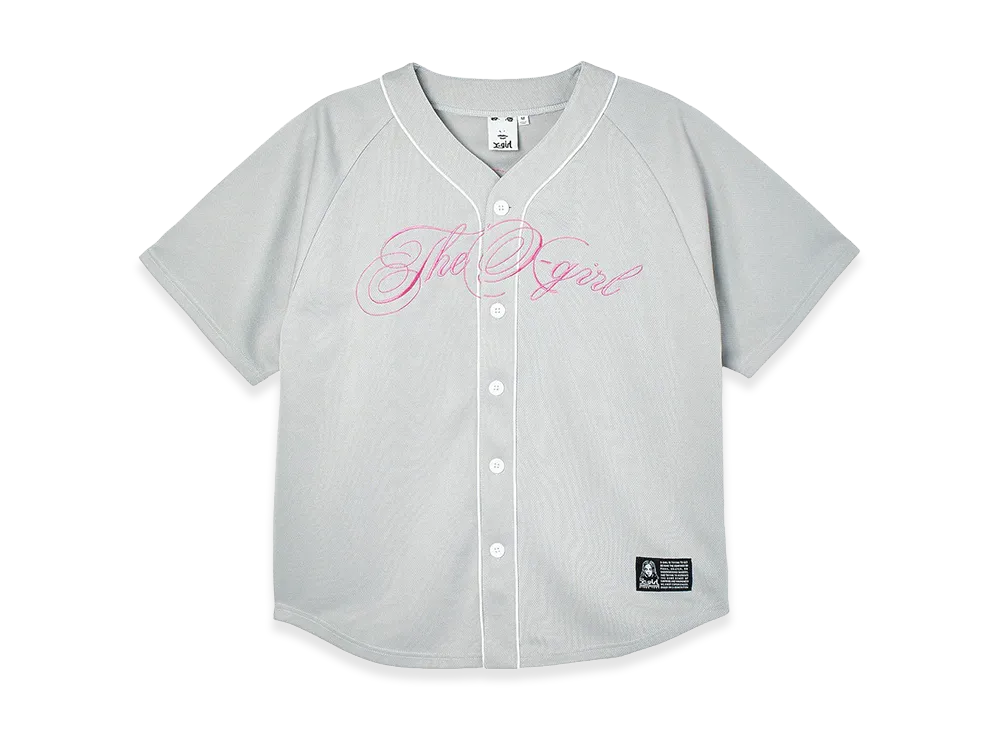 X-Girl Women's Script Logo Baseball Shirt "Grey"