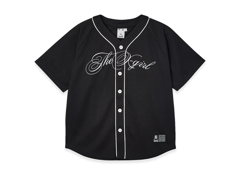 X-Girl Women's Script Logo Baseball Shirt "Black"