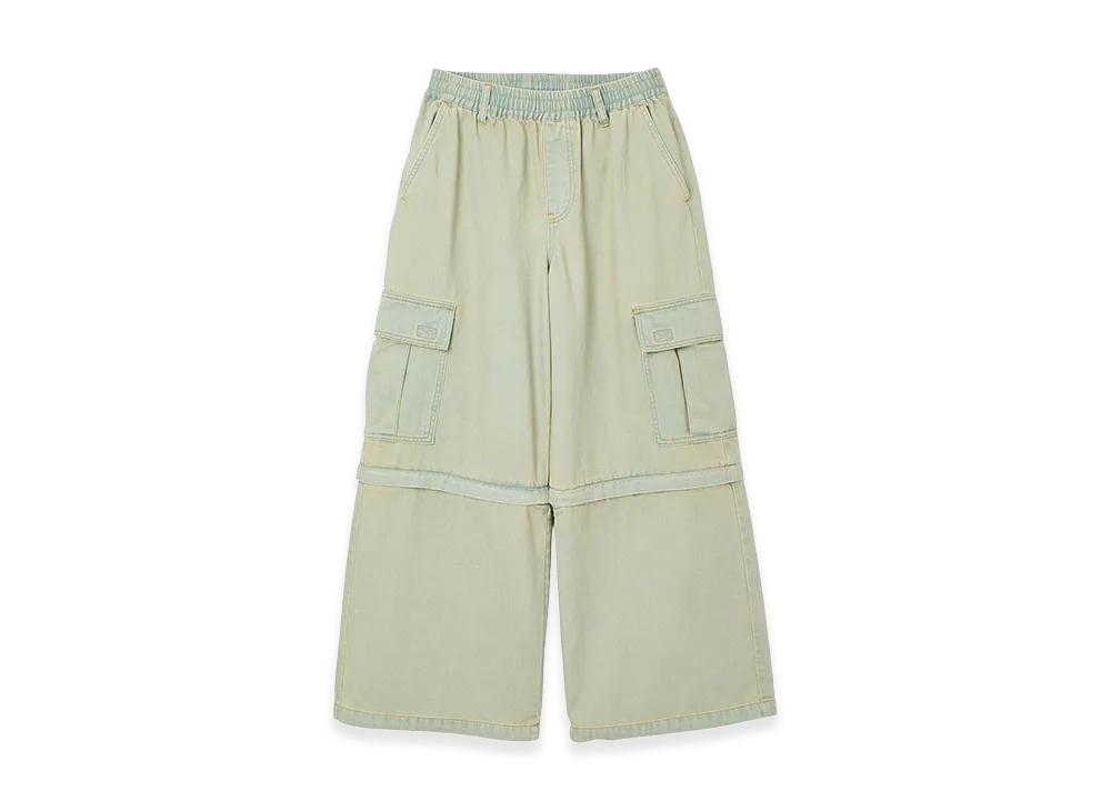 X-Girl Women's Faded 2Way Wide Leg Denim Cargo Pants "Light Indigo"