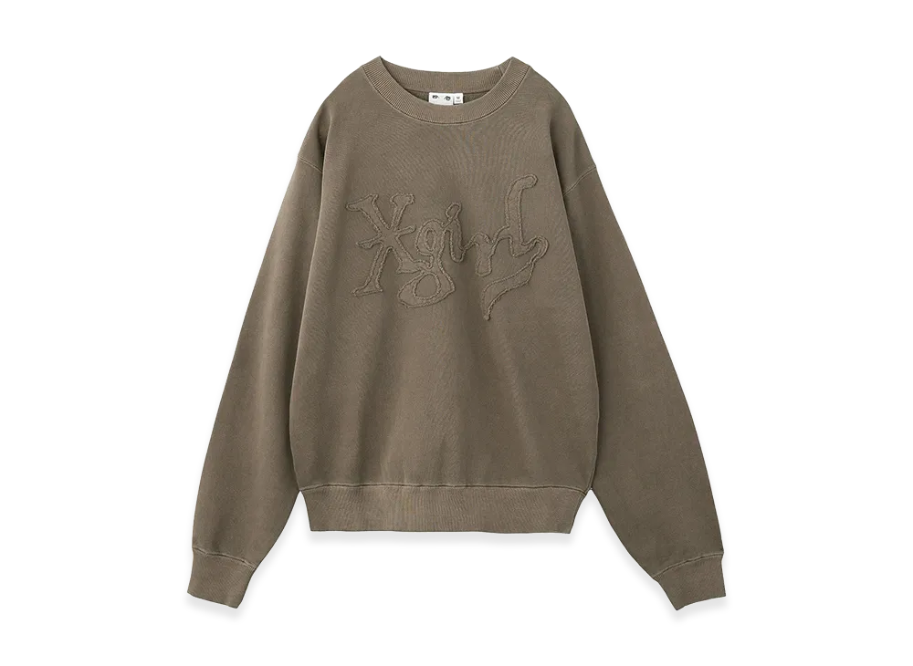X-Girl Women's Distorted Logo Patch Faded Sweat Top "Brown"