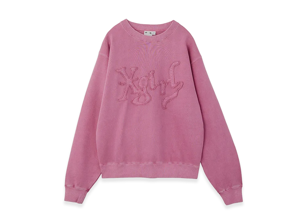 X-Girl Women's Distorted Logo Patch Faded Sweat Top "Pink"