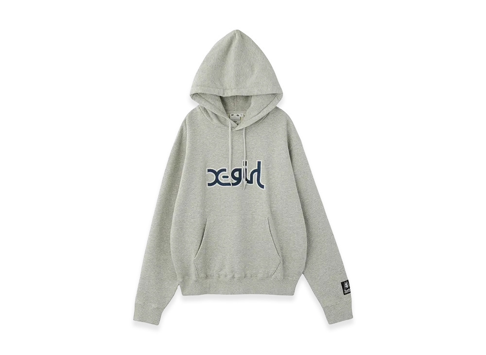 X-Girl Women's Mills Logo Layered Patch Sweat Hoodie "Ash"