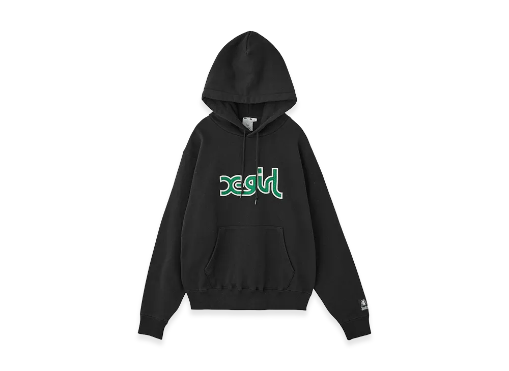 X-Girl Women's Mills Logo Layered Patch Sweat Hoodie "Black"