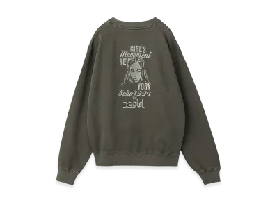 X-Girl Women's Mix Logo & Face Faded Crewneck Sweat Top "Black"