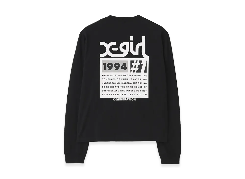 X-Girl Women's Number One Box Logo L/S Tee "Black"