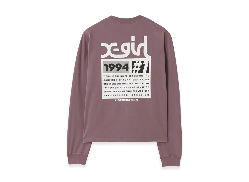 X-Girl Women's Number One Box Logo L/S Tee "Purple"