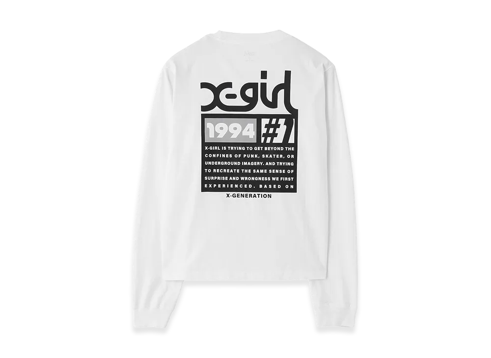 X-Girl Women's Number One Box Logo L/S Tee "White"