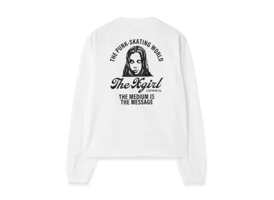 X-Girl Women's Arch Logo And Face L/S Tee "White"