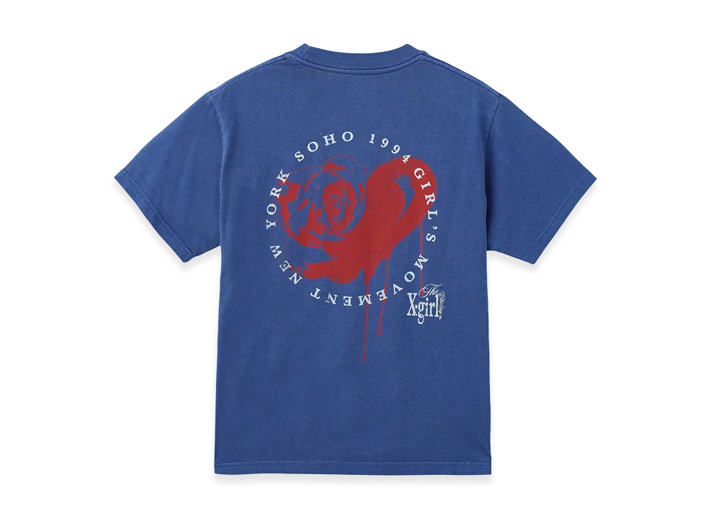 X-Girl Women's Faded Heart Rose Logo S/S Tee "Blue"