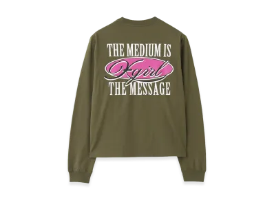 X-Girl Women's Oval Logo And Message L/S Tee "Olive"