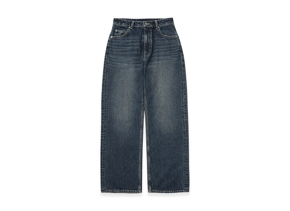 X-Girl Women's Face Patch Loose Fit Straight Pants "Light Indigo"