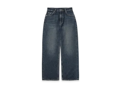 X-Girl Women's Face Patch Loose Fit Straight Pants "Light Indigo"