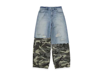 X-Girl Women's Faded Camo Layered Pants "Light Indigo"