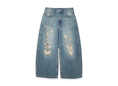X-Girl Women's Distressed Baggy Denim Pants "Indigo"