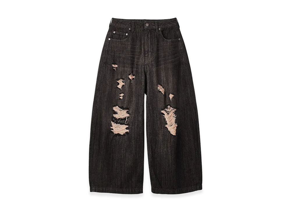 X-Girl Women's Distressed Baggy Denim Pants "Black"