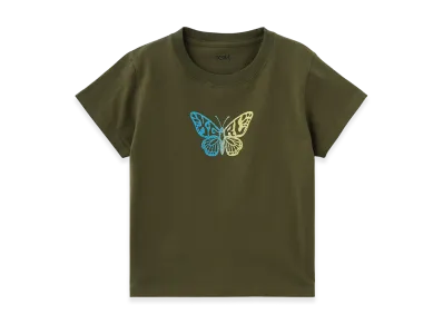 X-Girl Gradient Glitter Butterfly S/S Baby Tee "Olive"