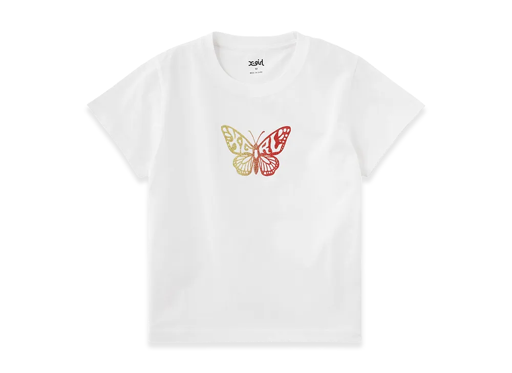 X-Girl Gradient Glitter Butterfly S/S Baby Tee "White"