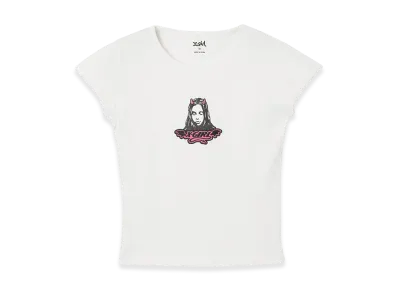 X-Girl Women's Devil Face S/S Baby Tee "White"