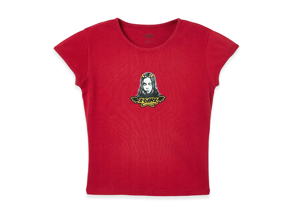 X-Girl Women's Devil Face S/S Baby Tee "Red"