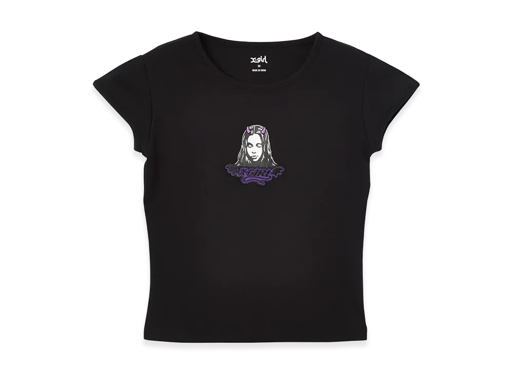 X-Girl Women's Devil Face S/S Baby Tee "Black"