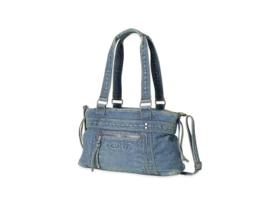X-Girl Women's Faded Mills Logo Square Bag "Light Indigo"