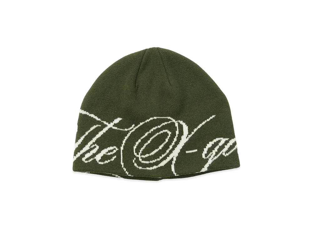 X-Girl Women's The X-Girl Script Logo Jacquard Beanie "Olive"