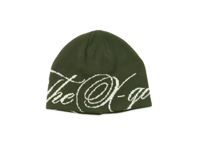 X-Girl Women's The X-Girl Script Logo Jacquard Beanie "Olive"