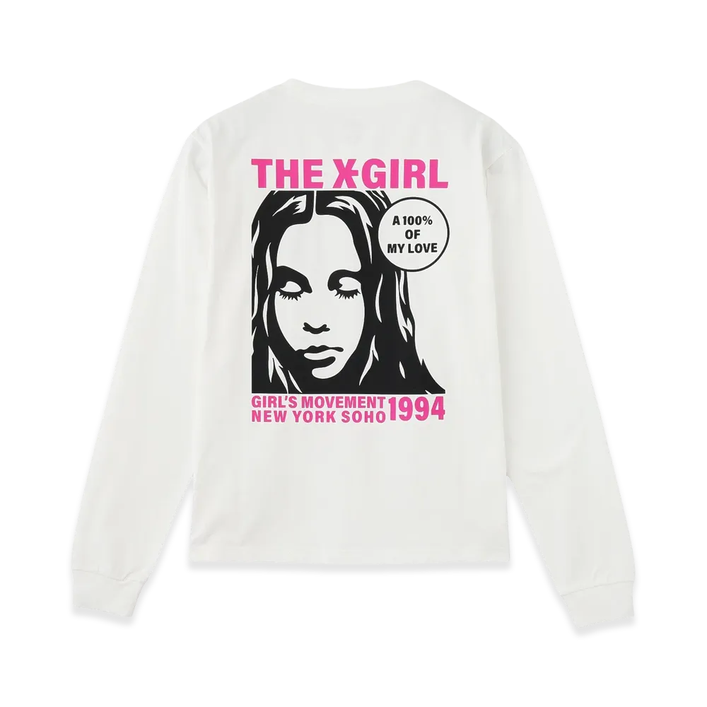 X-Girl Women's Face And Circle Logo L/S Tee "White"