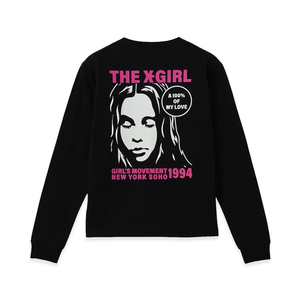 X-Girl Women's Face And Circle Logo L/S Tee "Black"