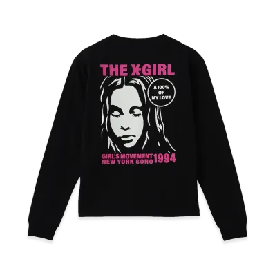 X-Girl Women's Face And Circle Logo L/S Tee "Black"